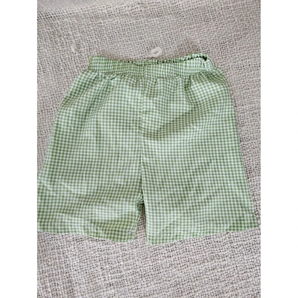 Boutique Black Golf Applique Tank with Green Gingham Shorts